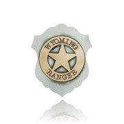 Nickel Finish Shield Wyoming Ranger Badge with Overlay