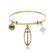 Cross in Oval Adjustable Bangle Bracelet